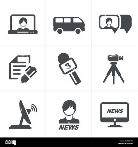 News reporter icons set Stock Vector Image & Art - Alamy