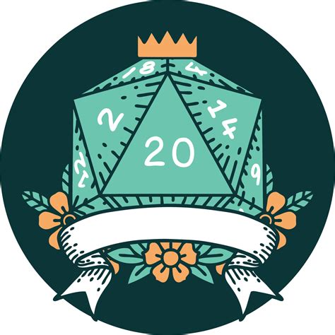 icon of natural 20 critical hit D20 dice roll 12037545 Vector Art at ...