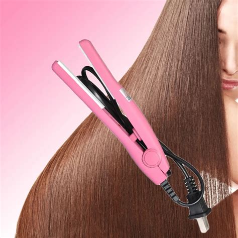 Professional Mini hair straightener Iron Pink Ceramic Electronic Hairs Straightening styling ...