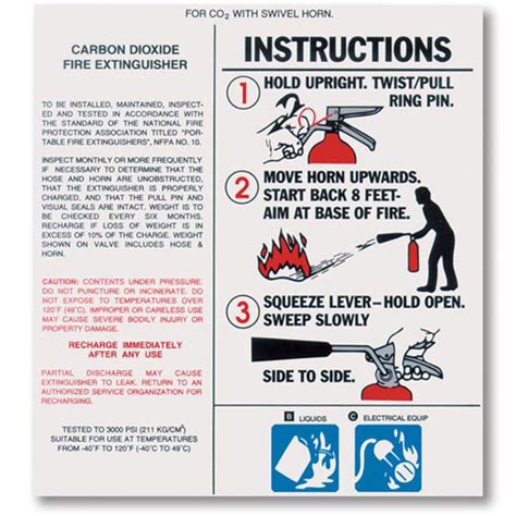 Carbon Dioxide Fire Extinguisher Nameplate Labels w/ Instructions ...