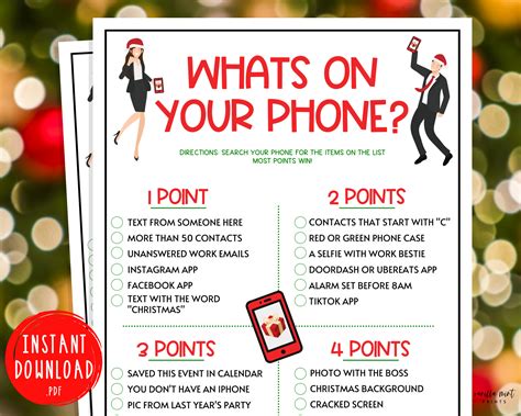 Holiday Office Party Whats on Your Phone Game Xmas Games - Etsy