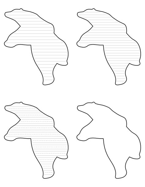 Free Printable Climbing Polar Bear-Shaped Writing Templates