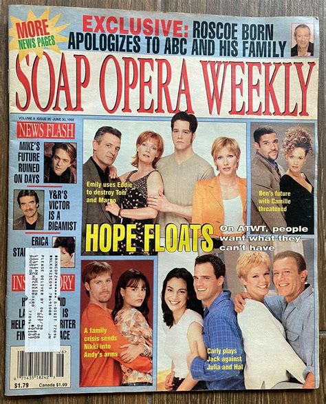 SOAP OPERA WEEKLY~JUNE 30 1998-AS THE WORLD TURNS-HOPE FLOATS- COMPLETE MAGAZINE | eBay