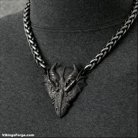 Black Viking Edition Jörmungandr Midgard Serpent Dragon Head of Norse Mythology on Thick Viking ...