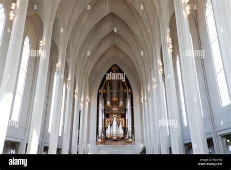 Interior of Hallgrimskirkja Cathedral in Reykjavik, Iceland Stock Photo ...