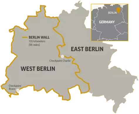 The Berlin Wall separated east and west Berlin. The Wall was built around West Berlin to contain ...