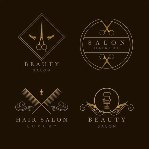 Free Vector | Luxury hair salon logo collection