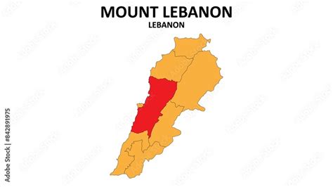 Mount Lebanon Map in Lebanon. Vector Map of Lebanon. Regions map of ...