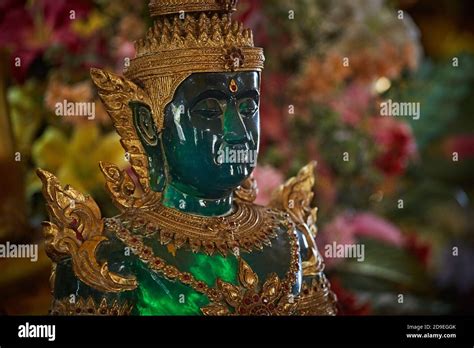 Bangkok, Thailand, March 2016. Close-up view of a jade statue of the ...