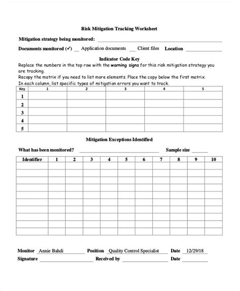 Risk Mitigation Plan Template Excel