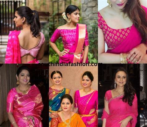 1 Pink Blouse And 7 New Saree Looks