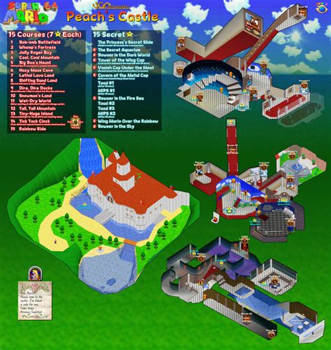 Super Mario 64 | Peach's Castle Map by VGCartography on DeviantArt