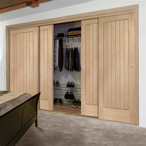 Four Sliding Maximal Wardrobe Doors & Frame Kit - Suffolk Oak Door - Prefinished | Sliding door ...