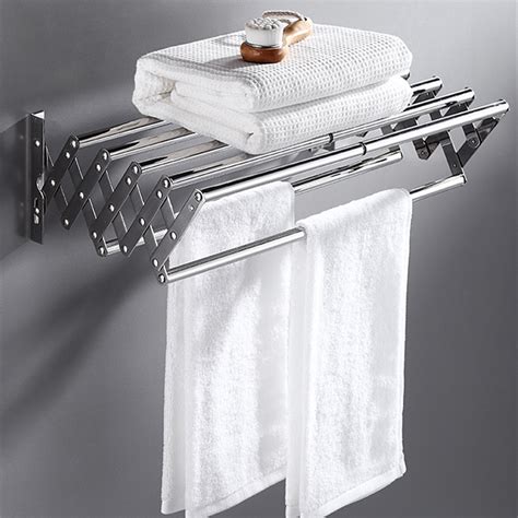 Bakeey Telescopic Perforated Towel Rack Stainless Steel Wall Mount Expandable Towel Rack Clothes ...