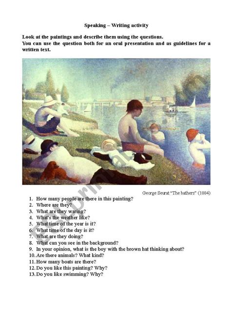 Paintings description - ESL worksheet by chisab