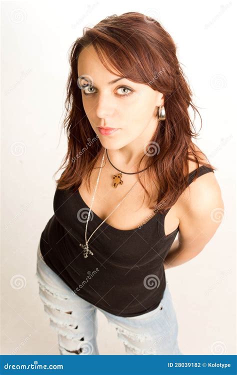 High Angle Portrait of a Beautiful Woman Stock Photo - Image of adult ...