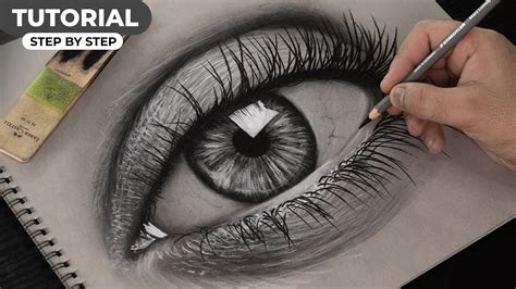 Drawing EYE with Charcoal - Step by step - YouTube