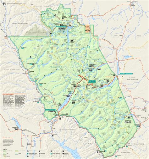 Detailed tourist map of Glacier National Park