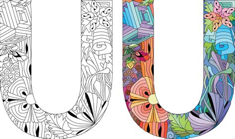 Monogram Of Letter U For Coloring And Engraving Design A Vector Illustration Set Featuring ...