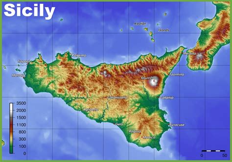 Sicily physical map