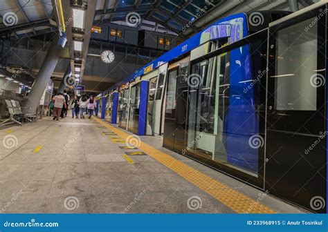 BTS Skytrain At A Station In The City Centre As The Rail Network Editorial Image | CartoonDealer ...