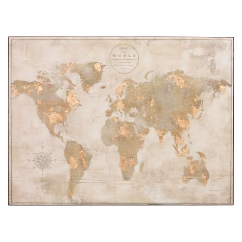 Large Antique White Vintage World Map 30x40 Stretched Canvas Wall Art ...