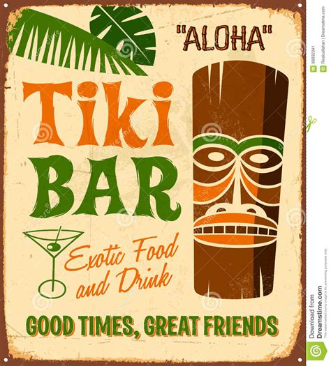 Vintage Rusty Aloha Tiki Bar Metal Sign. Stock Vector - Illustration of beach, damaged: 88932341