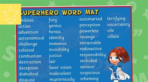 Superhero Word Mat | Words, Vocab, Teachers pet