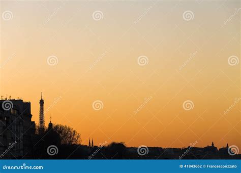 Silhouette View of the Eiffel Tower at Sunset Stock Photo - Image of ...