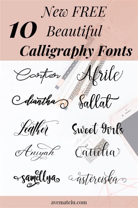 10 New FREE Beautiful Calligraphy Fonts (Ave Mateiu) | Free calligraphy fonts, Calligraphy fonts ...