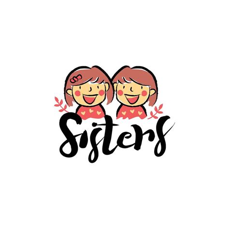 Crayon Style Two Sisters Illustration Logo Design Template 12722784 ...