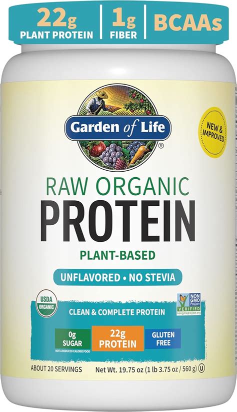 Organic Vegan Protein Powder - 22g Complete Plant Based Raw Protein ...