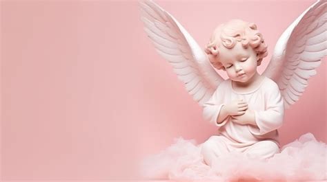 Premium AI Image | Angel baby with wings on a pink background Copy space