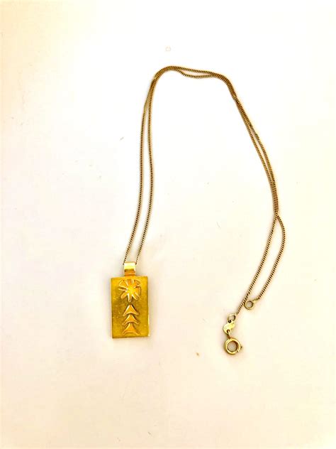 Small Necklace with Sumerian Moon God Symbol Matte Gold » Sümerce Atelier