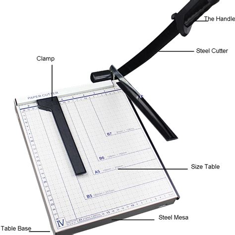 12" Heavy Duty Adjustable Guide A4 Durable Paper Cutter Guillotine ...