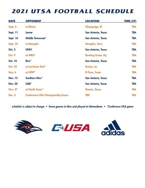 2021 UTSA Football Schedule Set