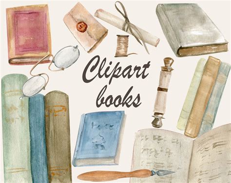 Watercolor Vintage Book Clipart, Books PNG - Etsy