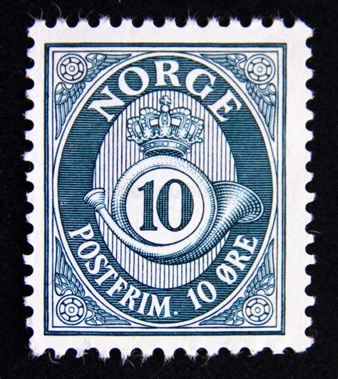 Postage stamp Norway 1962. Posthorn crown and number. Post stamp ...