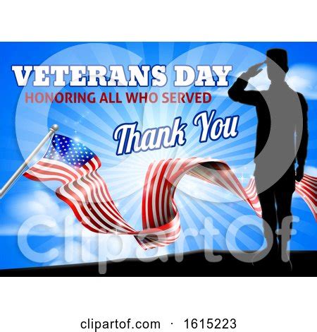 American Flag Veterans Day Soldier Saluting by AtStockIllustration #1615223