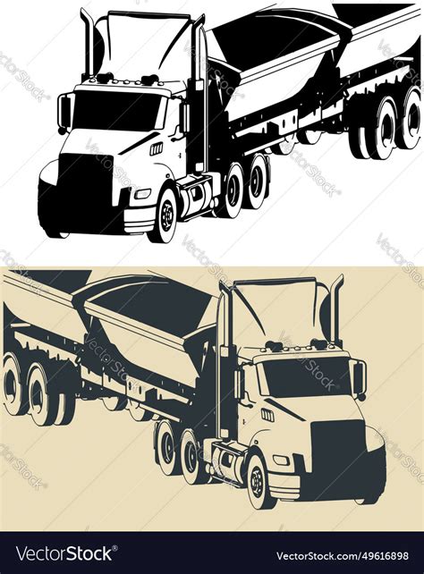 Side dump trailer close up Royalty Free Vector Image