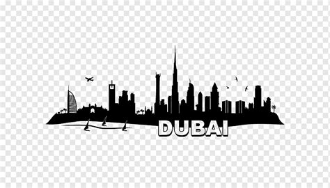 Dubai Skyline Wall decal Sticker New York City, arab ornament, text, city, logo png | PNGWing