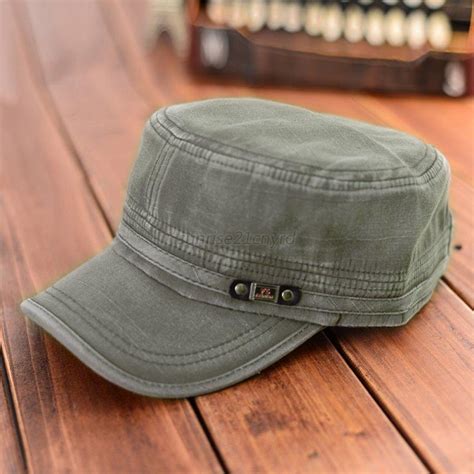 Men Women Military Style Army Flat Top Cap Vintage Baseball Cap Sport ...