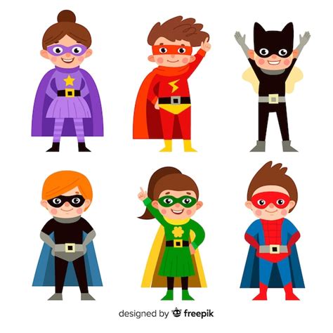 Premium Vector | Collection of superhero kids