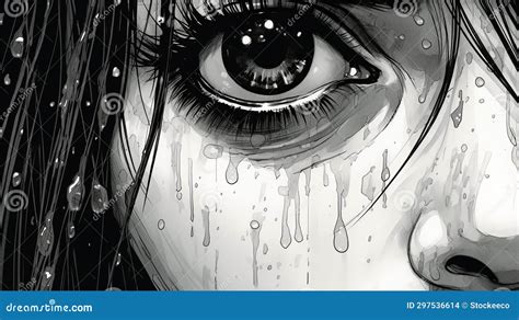 Hyper-detailed Illustration of a Sad Girl Crying in the Rain Stock Illustration - Illustration ...