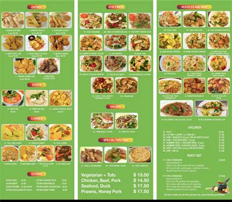 Menu at Thai Thai Takeaway Bayview restaurant, Auckland