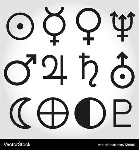 Zodiac and astrology symbols of the planets Vector Image