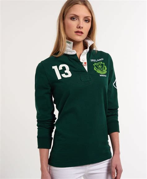 Womens - Valiant Rugby Shirt in Leicester Green | Rugby shirt, Superdry ...