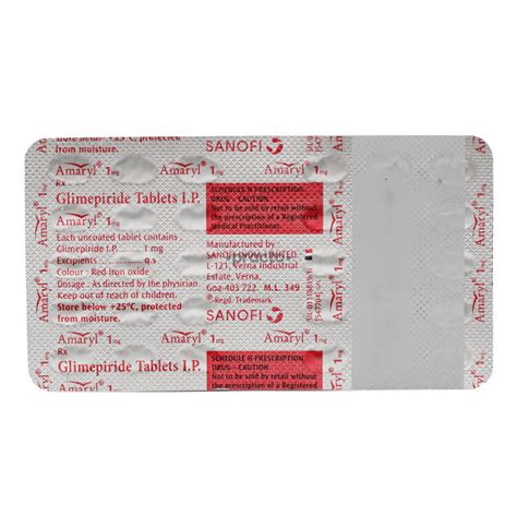 Amaryl 1 MG Tablet - Uses, Dosage, Side Effects, Price, Composition | Practo