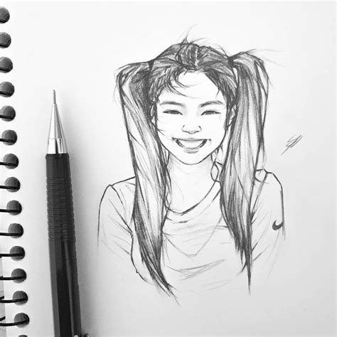 Nikki • on Instagram: “Jennie is always fun to sketch 🥰 #blackpink #blackpinkfanart #fanart # ...