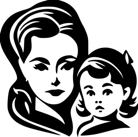 Premium Vector | Mother black and white isolated icon vector illustration